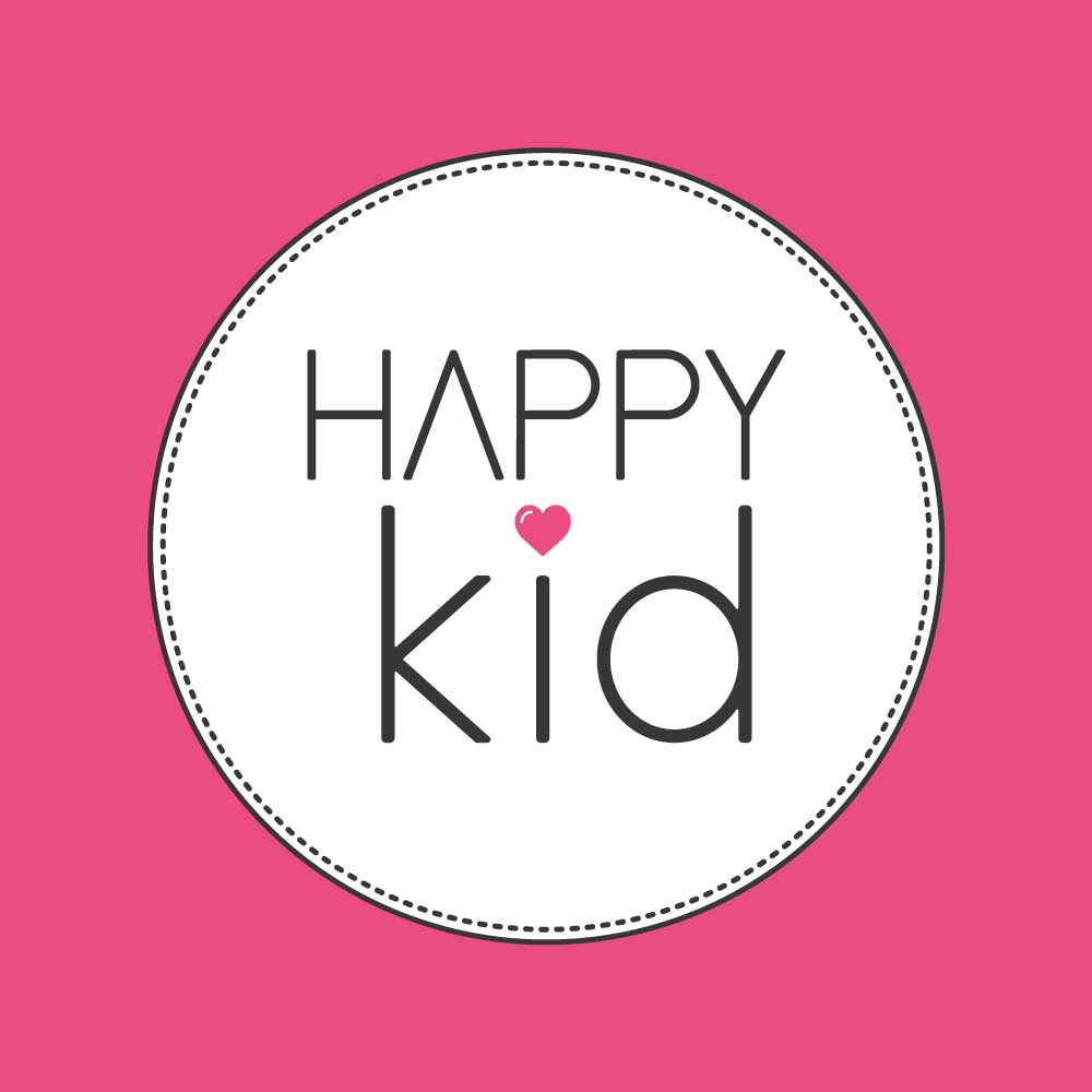 Logo de la marque Happy Kid pour illustrer le studio graphique de Les Petits Papiers d’Alex sur la page des témoignages.